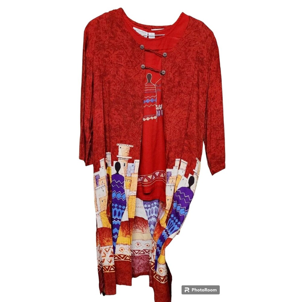 Freestyle 2 Piece Ethnic Jacket & Tank Size 1X India African Hippie Artsy